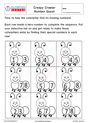 Caterpillar Missing Numbers: Kindergarten Math Worksheet
