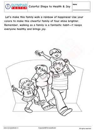 Kindergarten Coloring Worksheet : Family Stroll