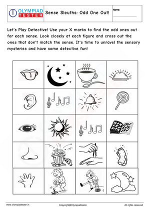 Kindergarten Worksheet - Sense Sleuths: Odd One Out!