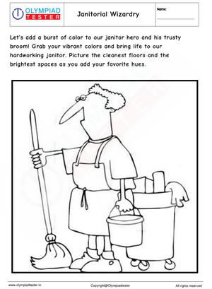 Community Helpers Coloring Page : Janitorial Wizardry