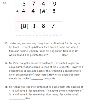 Class 3 Mathematics worksheet