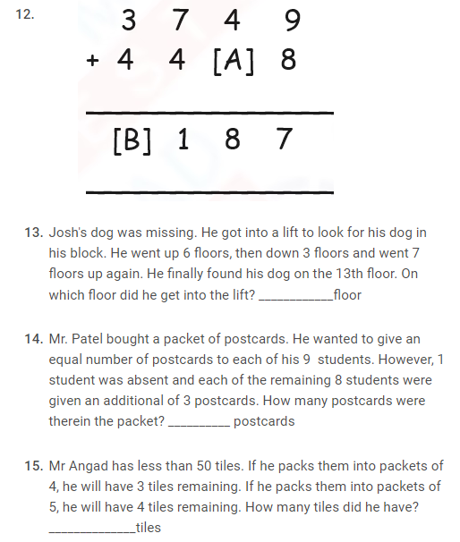 Class 3 Mathematics worksheet