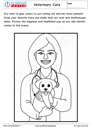 Veterinarian coloring page : Vet and Pup