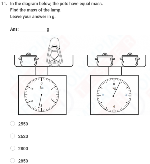 Class 3 IMO online worksheet on measurement