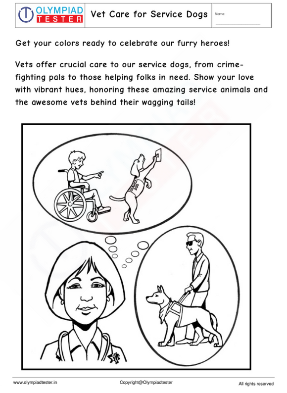 Vet Coloring Page : Vet care for Service Dogs