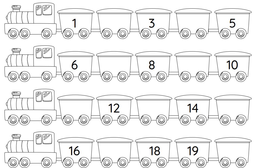 Choo-Choo Counting Adventure: Kindergarten Math Worksheet for Numbers 1 ...