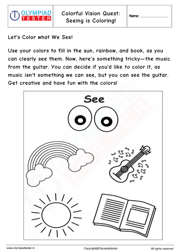 Kindergarten Worksheet: Seeing is Coloring!