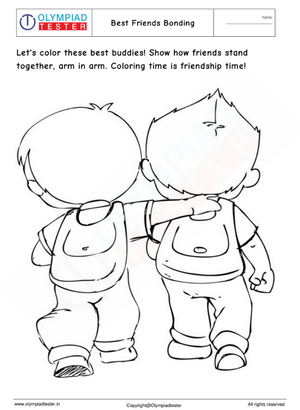 Kindergarten Coloring Worksheet: Best Friends Bonding