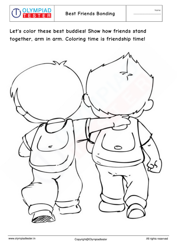 Kindergarten Coloring Worksheet: making friends is a good habit