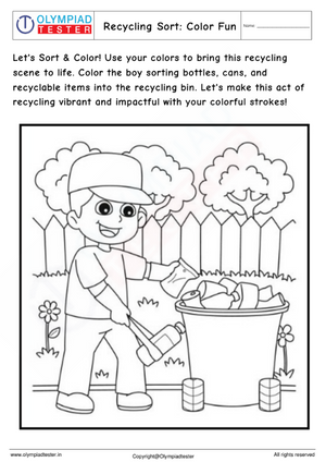 Kindergarten Coloring Worksheet : Recycling Color Fun
