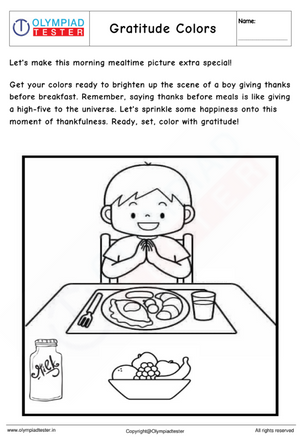Kindergarten Coloring Worksheet : Gratitude Colors