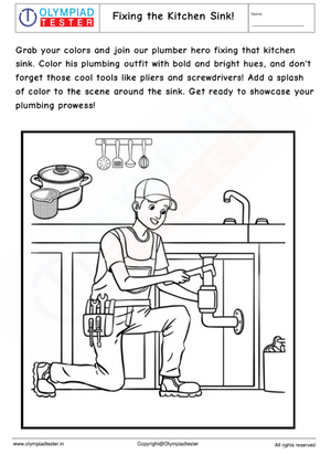 Plumbing Coloring Page: Fixing the Kitchen Sink!