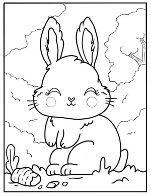 Bunny Bliss - Rabbit Coloring Page