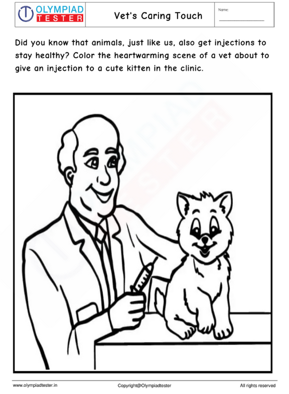 Vet Coloring Page : Vet's Caring Touch