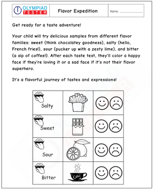 Kindergarten Worksheet:Taste Test Adventure for Kids!