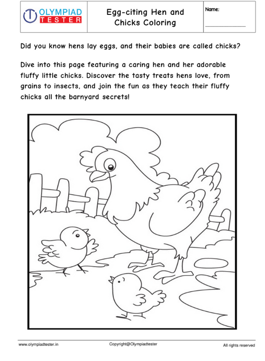 Hen and Chicks Coloring Page