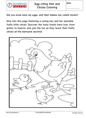 Egg-citing Hen and Chicks Coloring Page