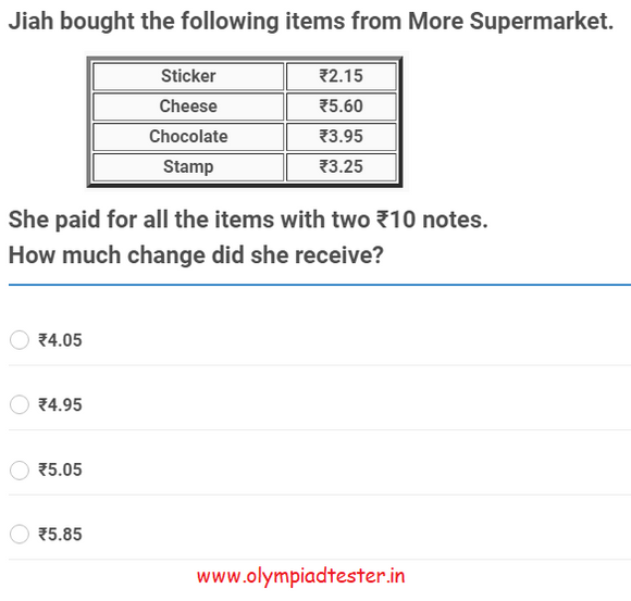 Class 3 Maths Important questions on Money for IMO and CBSE