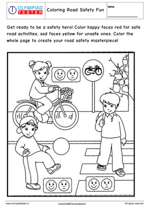 Kindergarten Coloring Page: Road Safety