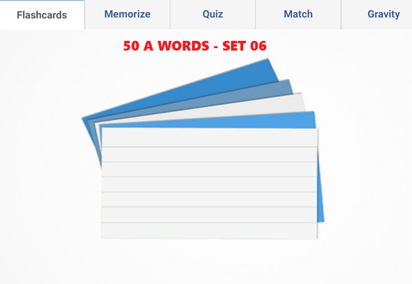 Online Flashcards to learn A Words - Set 06