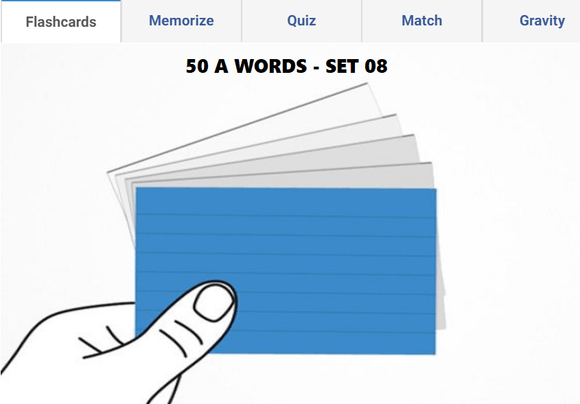 Online Flashcards to learn A Words - Set 08