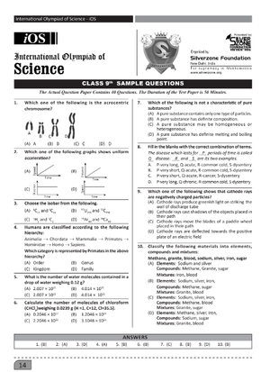 Science Olympiad Class 9 - Sample question paper 18