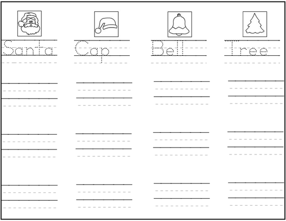This is a free kindergarten worksheet on tracing Christmas words.