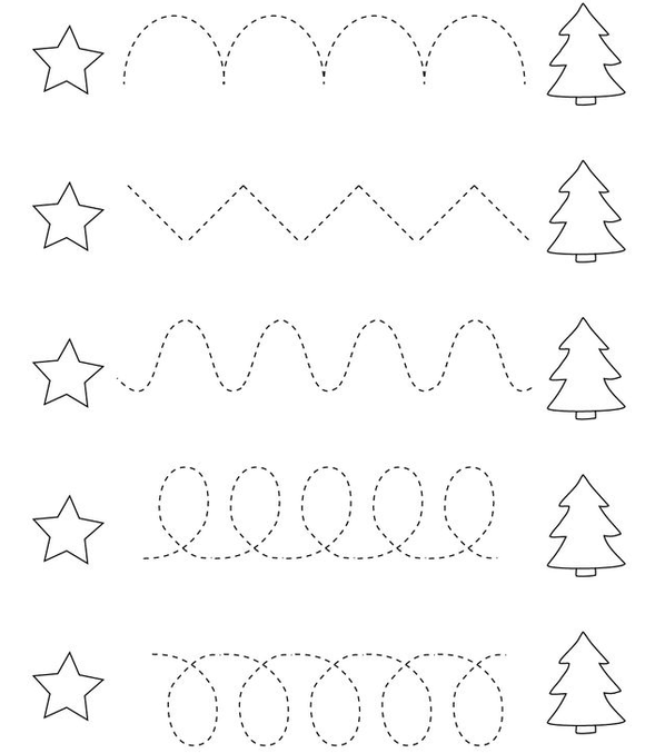 This a free kindergarten worksheet on Christmas tracing.