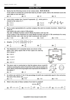 Class 9 Cyber Olympiad - Sample question paper 01