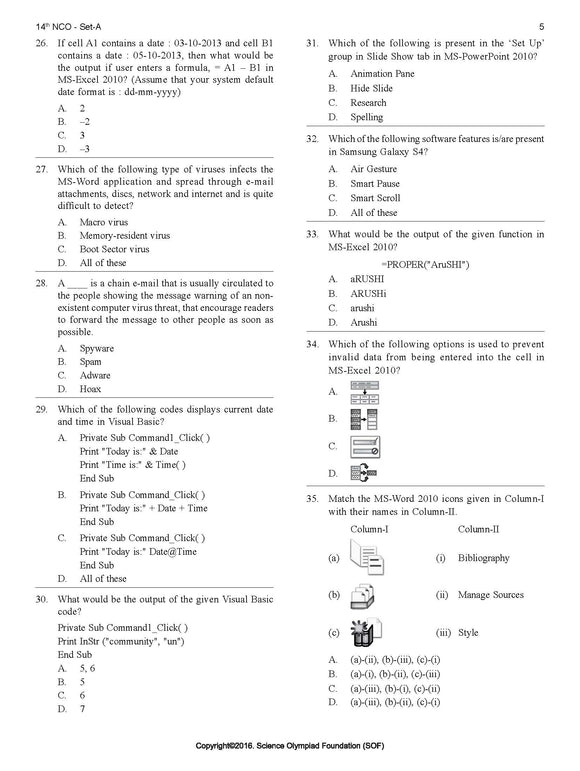 Class 9 Cyber Olympiad - Sample question paper 10
