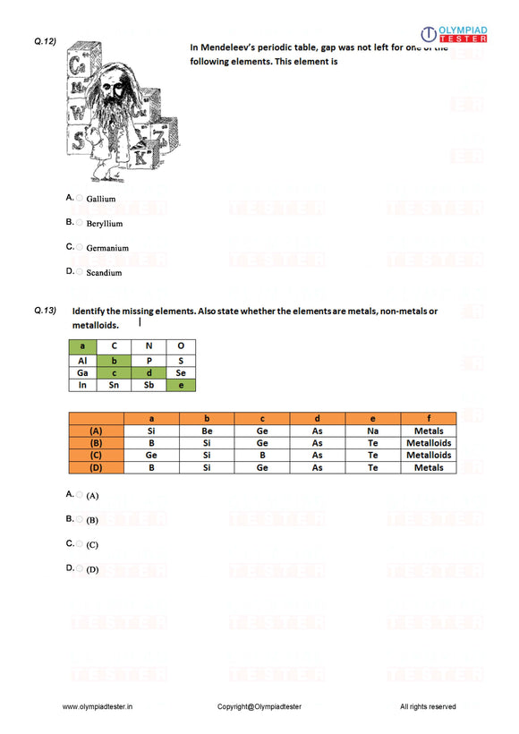 Science Olympiad Class 10 - Sample question paper 20