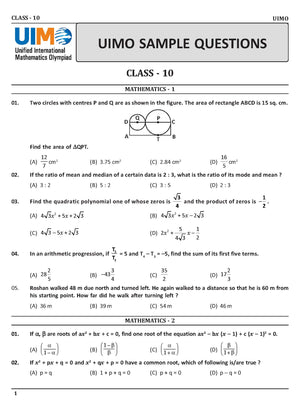 Maths Olympiad Class 10 - Sample question paper 06