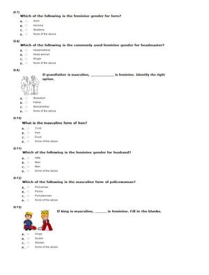 English Sample paper for Class 1 - Word pairs