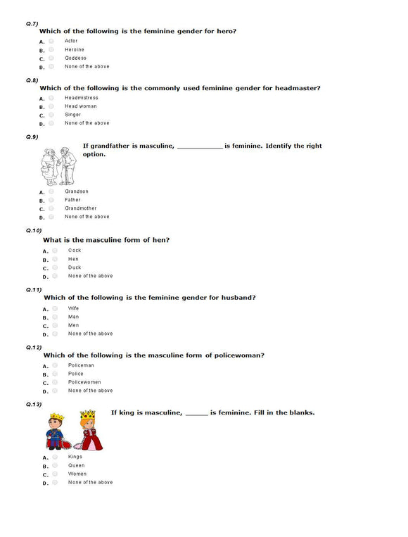 IEO Sample paper for Class 1 - Word pairs