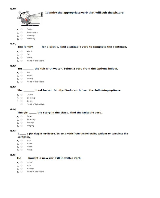 IEO English Olympiad sample paper for Class 1 - Word pairs