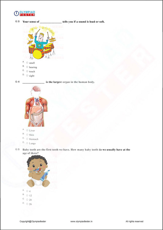  Class 2 Science HOTS - Human body - PDF Worksheet #6
