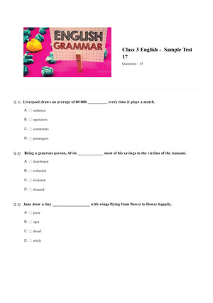 English Olympiad Class 3 - Sample test paper 17