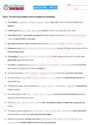 Class 4 Worksheets English vocabulary 03