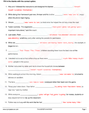 Class 4 English Grammar Worksheets - Set 01