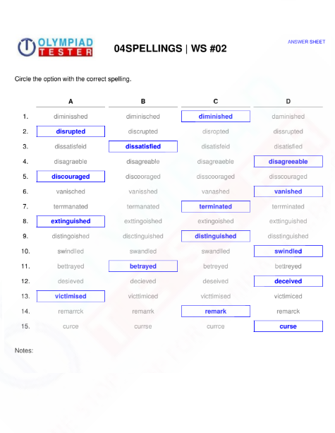 Class 4 Worksheets English Spellings 01