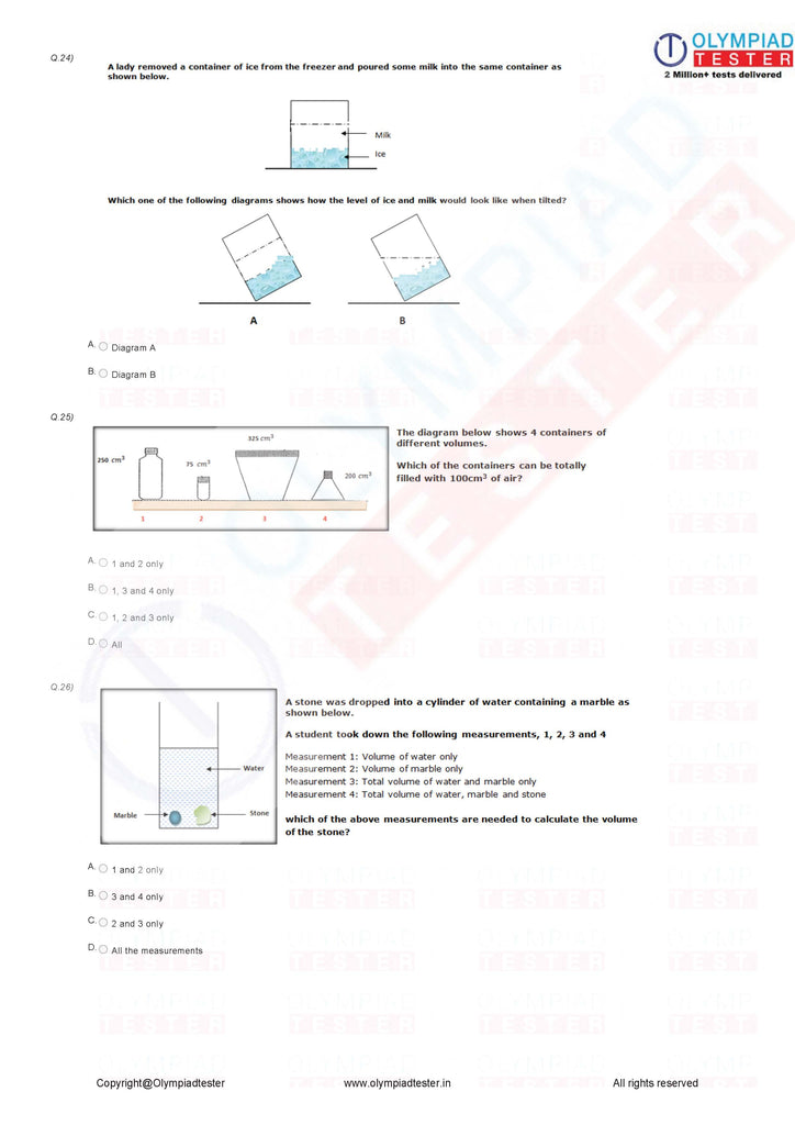 Class 4 NSO Science Olympiad sample paper - Worksheet 08