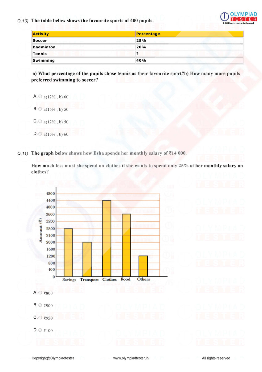 Class 7 Maths HOTS Data handling PDF Worksheet 02 Olympiad tester