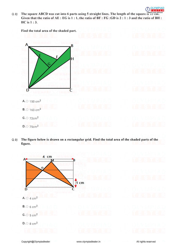 Class 7 Maths - Perimeter and area - PDF Worksheet 03