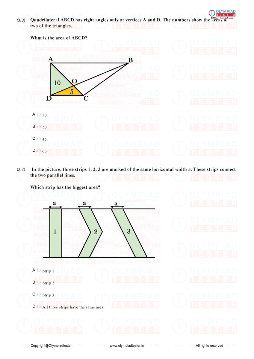 Class 7 Maths - Perimeter and area - Worksheet 05 | Olympiad tester