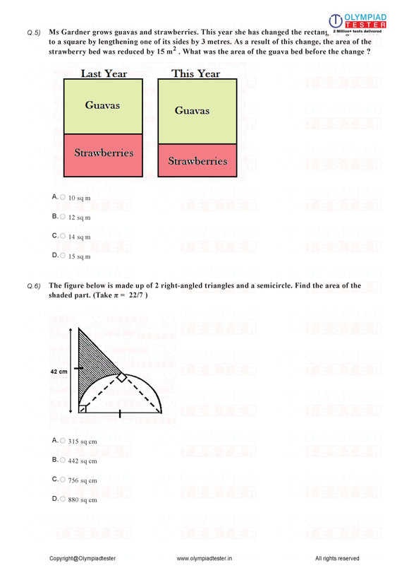 Class 7 Maths - Perimeter and area - Worksheet 07