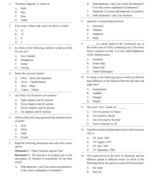 GK Olympiad for Class 9 - Sample question paper 11