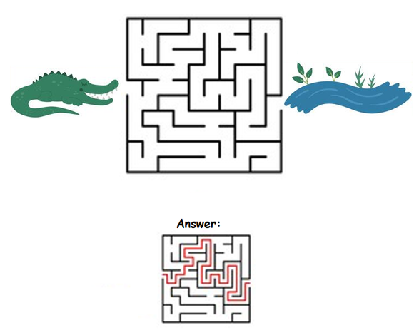 Download this free printable crocodilemaze worksheet for kindergarten as PDF.