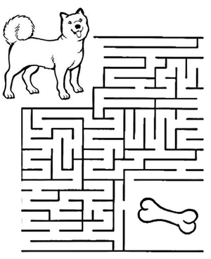 Printable Mazes - Print your Maze Dog Find Bone puzzle