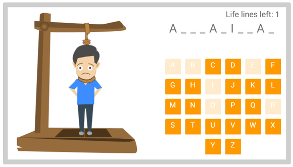 Online Hangman puzzle fr kids 01 - Asian Countries
