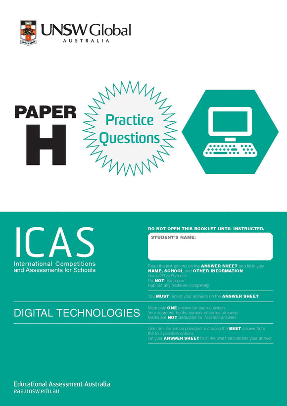 ICAS Digital technologies sample question paper for Class 10